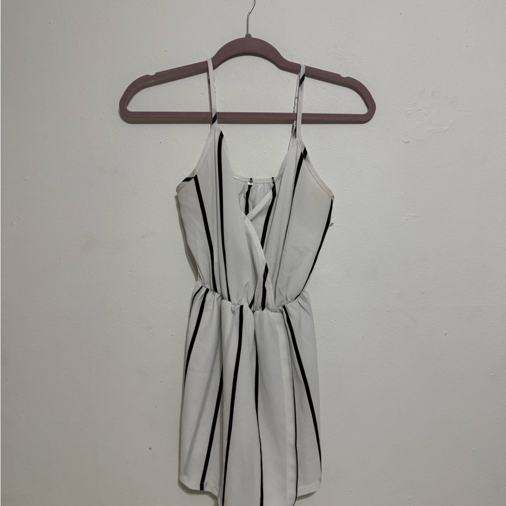 Elegant Striped Romper with Black Accents